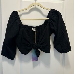 Show Me Your Mumu Black Tie Crop Top
